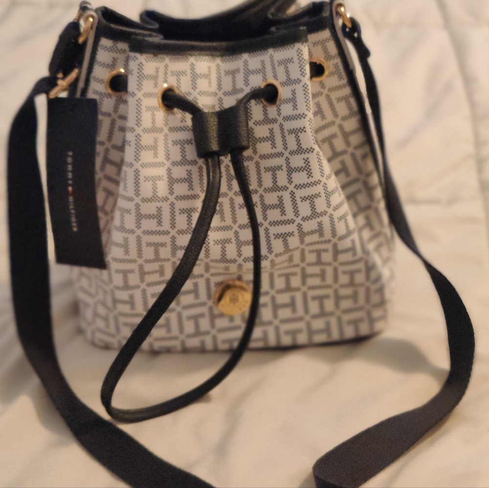 Tommy Hilfiger Monogram Navy Blue and White Crossbody /Shoulder Bag